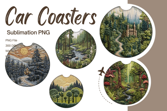 3D Forest Embroidery Car Coaster PNG Review