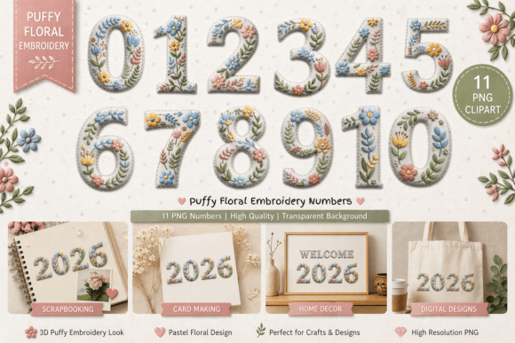 Puffy Floral Embroidery Numbers 0-10 Review