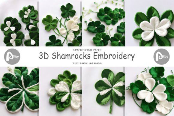 Reviewing Digital Paper 3D Shamrocks Embroidery