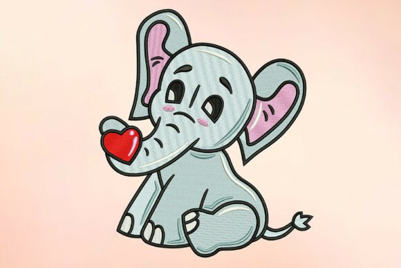 Shy Elephant with Heart Embroidery Review